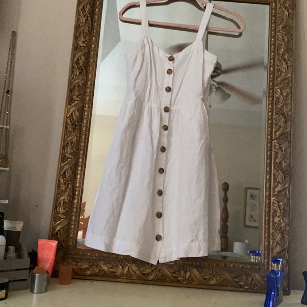 White Linen blend button dress from loft